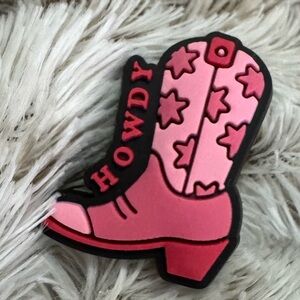 Pink Cowboy Boot Shoe Charm 5/$20 HOWDY